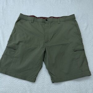 Wrangler Outdoor Performance Shorts Men 44 Olive Nylon Stretch Zip Cargo Pockets
